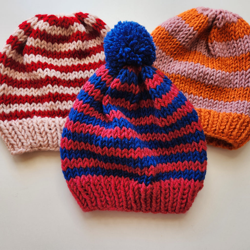 Rolling Stripes Beanie Pattern - Beginner-Friendly Knitting Pattern