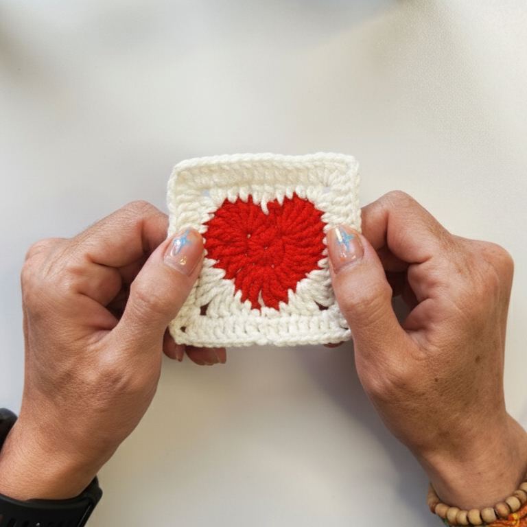 Heart Granny Square Motif Pattern - Beginner-Friendly Crochet Pattern